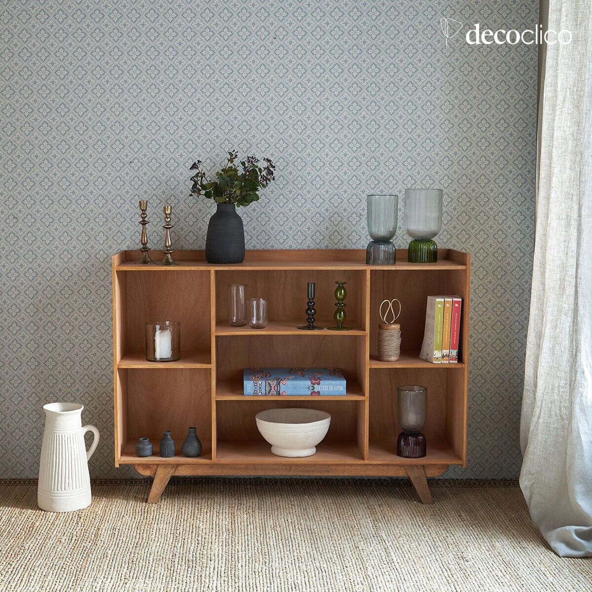 Niedrige Bibliothek aus Mangoholz im Vintage-Look Francis