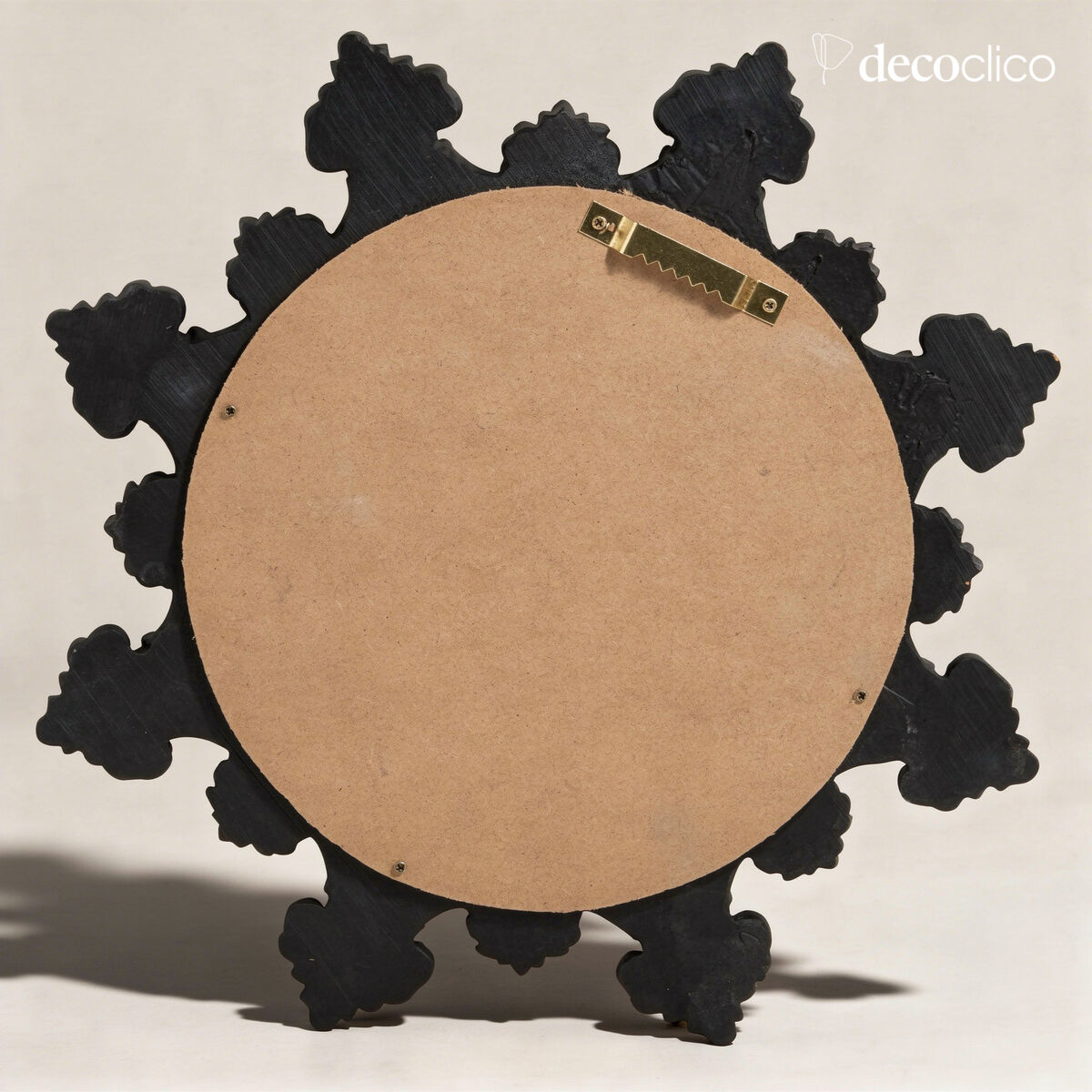 Octagonal baroque mirror in the shape of a matt black snowflake