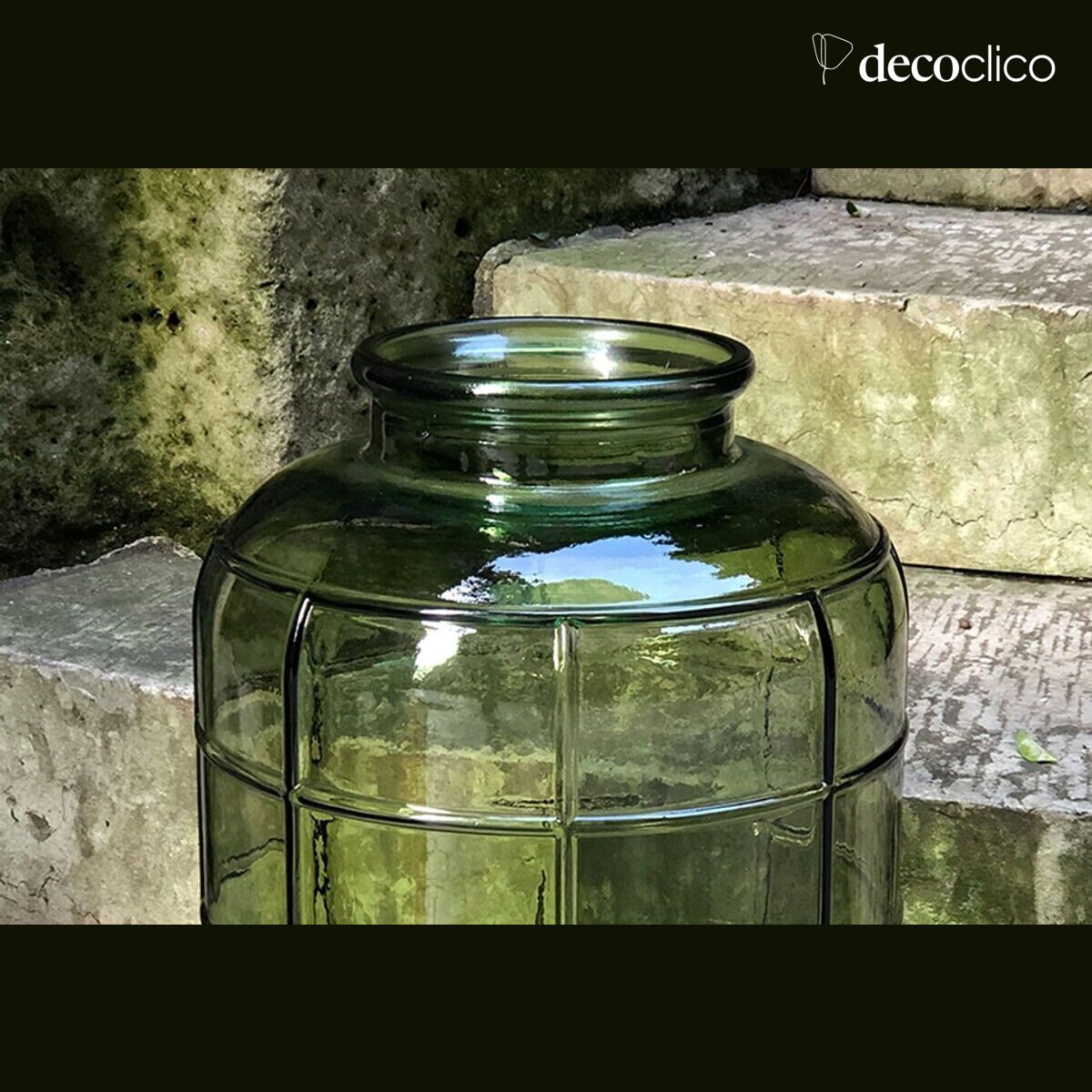 Olijfgroene Art Deco gerecycled glazen karaf 12L Zelda