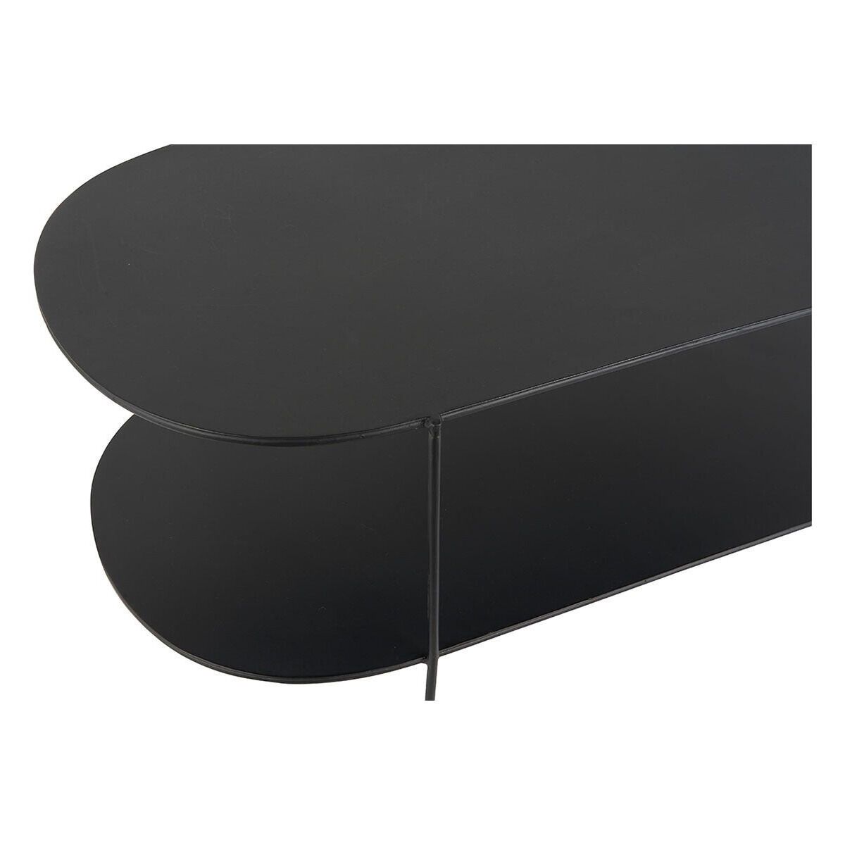 Ovale salontafel met twee etages van mat zwart metaal