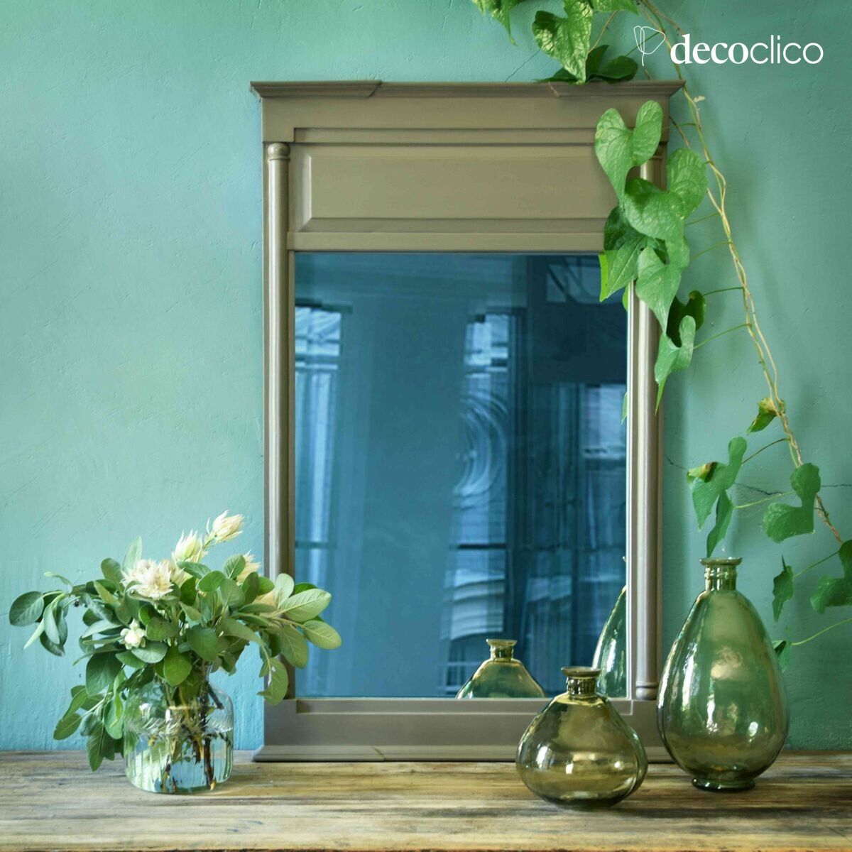 Painted mango wood mirror 58 x 91 cm with verdigris Mareuil