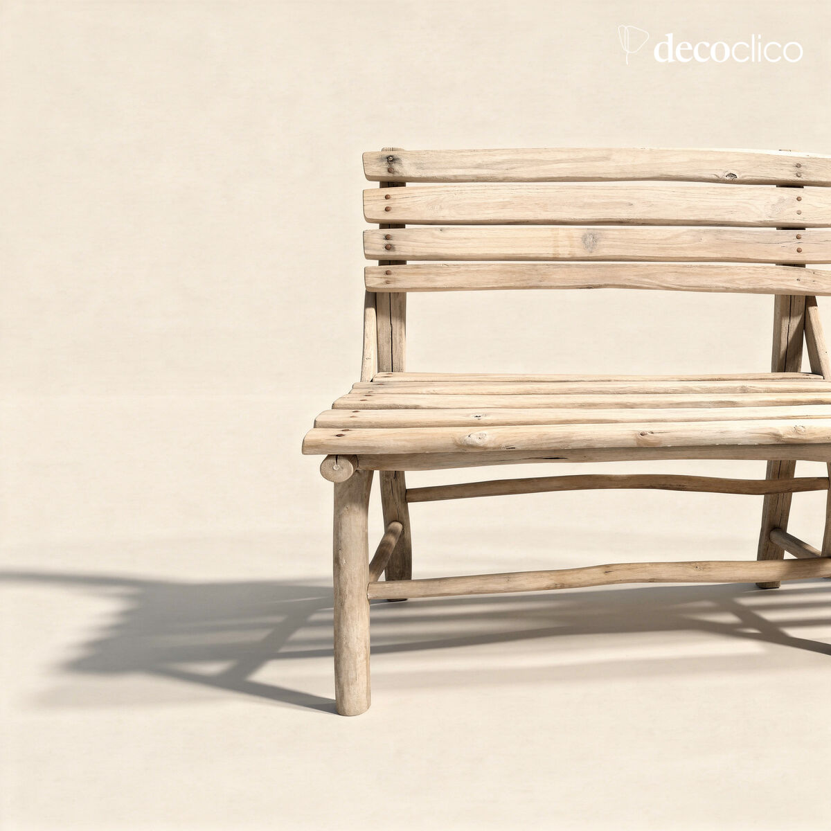 Panca con schienale in legno di teak Pepper