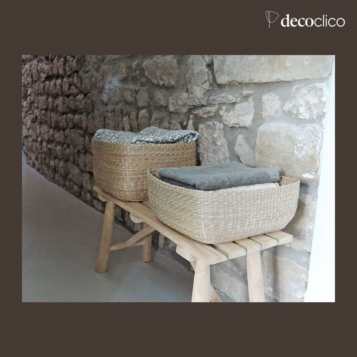 Panier carré en jonc de mer hauteur 16 cm Casatera