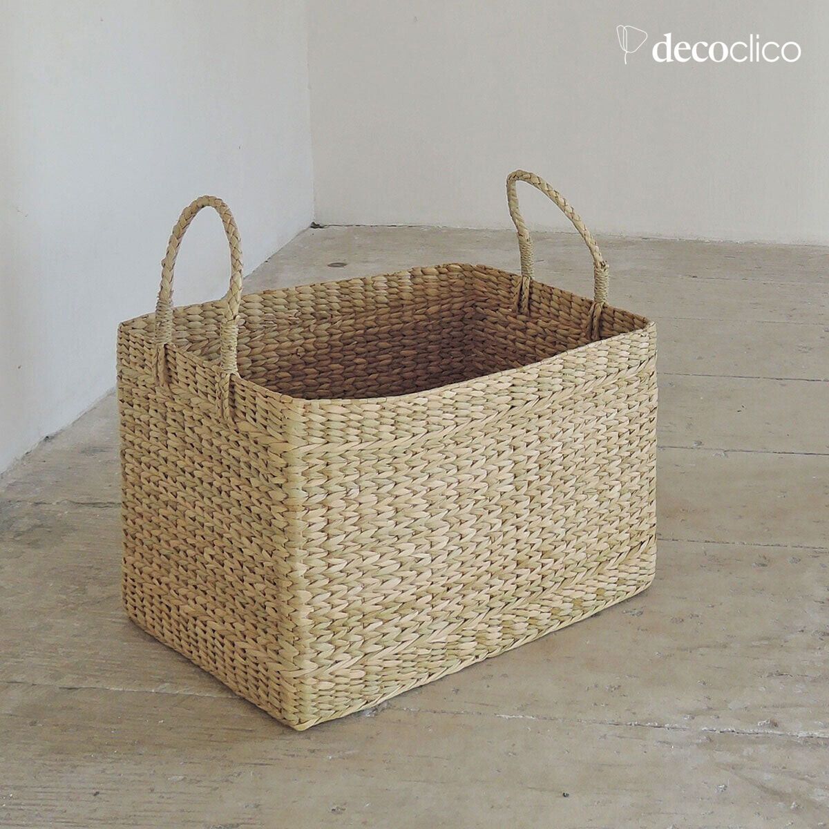 Panier rectangulaire en jacinthe d eau Céleste