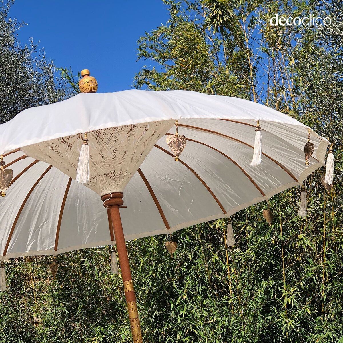 Parasol décoratif en bois et tissu