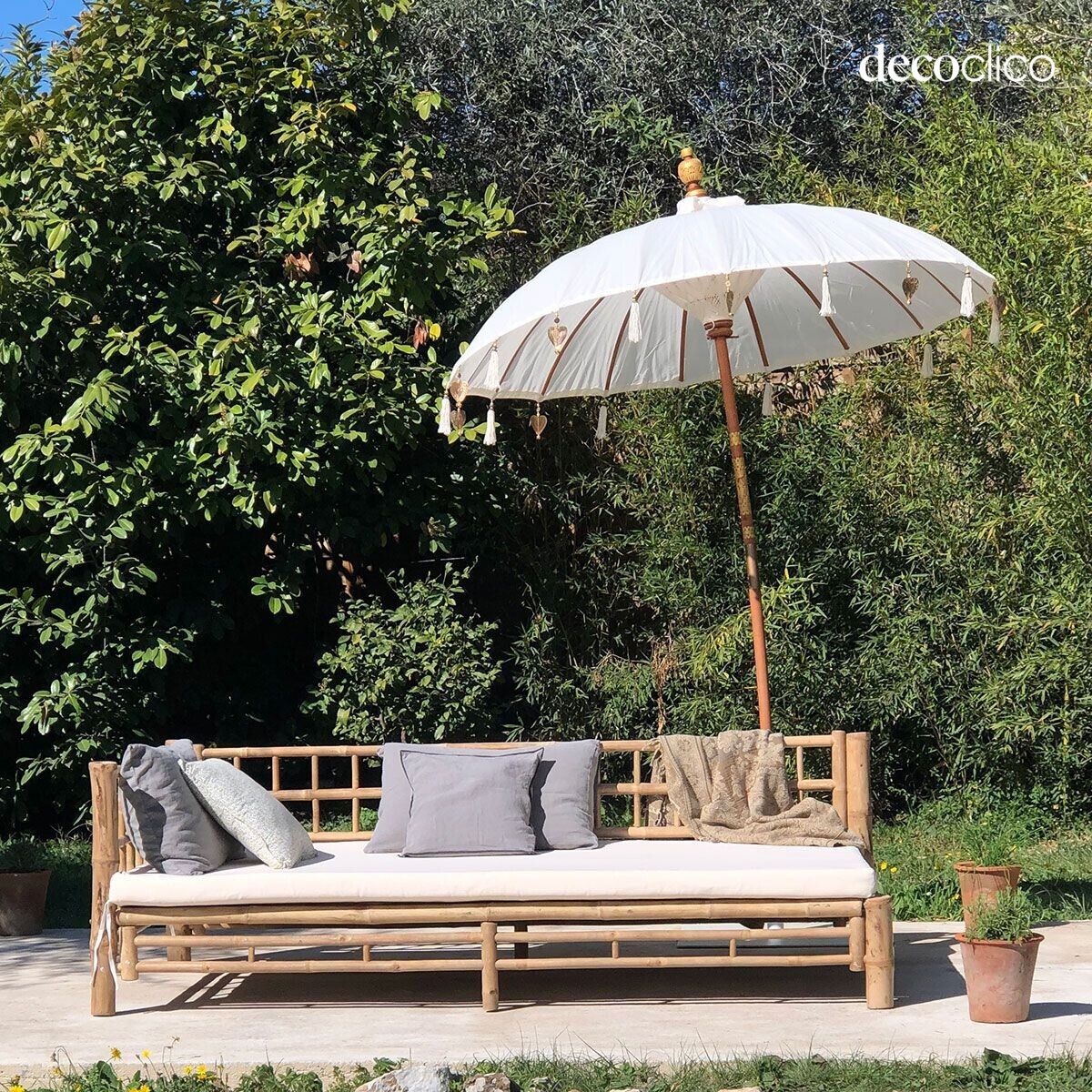 Parasol décoratif en bois et tissu