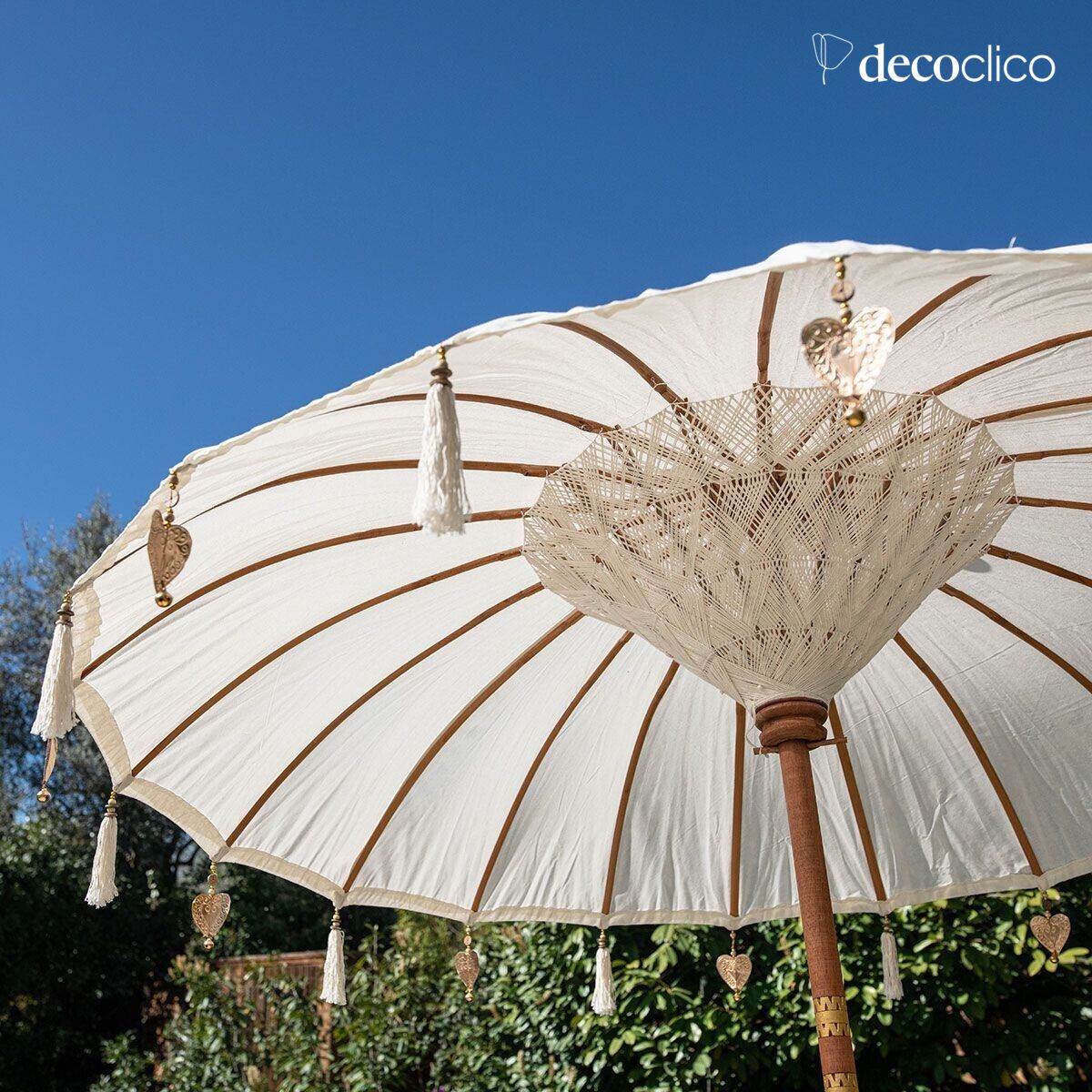 Parasol décoratif en bois et tissu