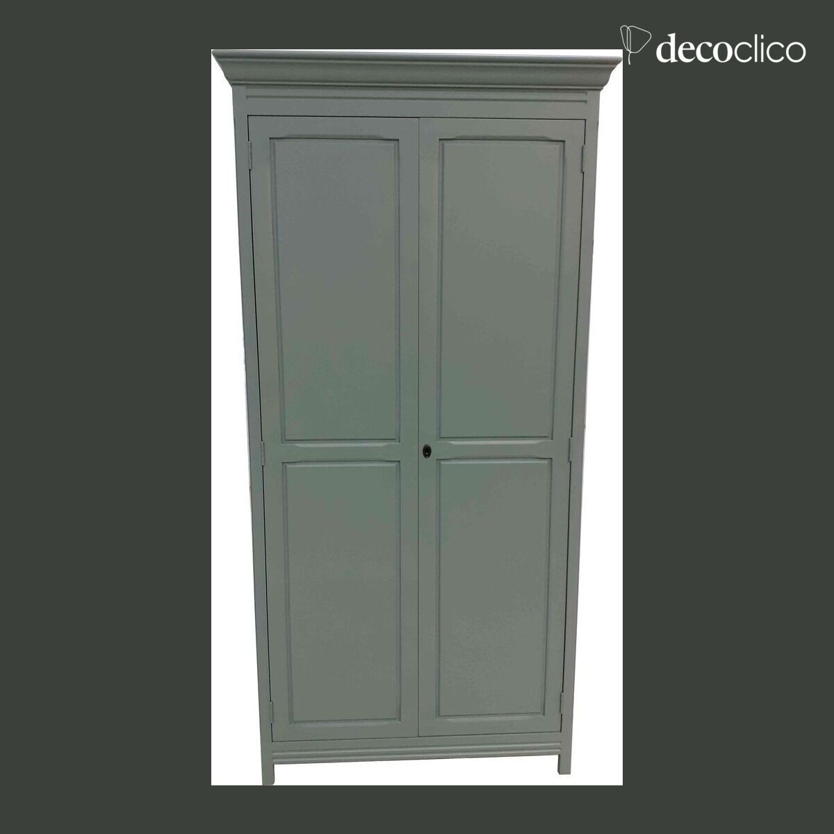 Paris wardrobe 2 doors, wardrobe, sage green shelves Léandre