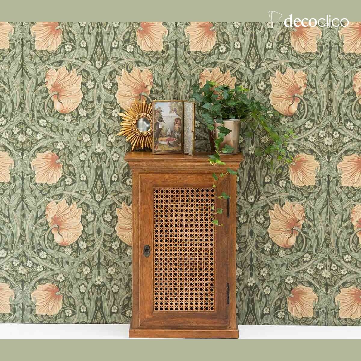 Pariser Nachttisch mit 1 Tür aus Vintage-Geflecht Georges