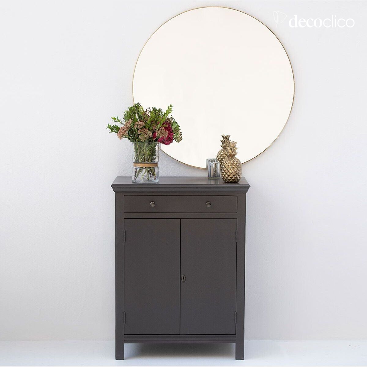 Pariser Sideboard 2 Türen 1 Schublade aus Seekiefer dunkelgrau Léandre