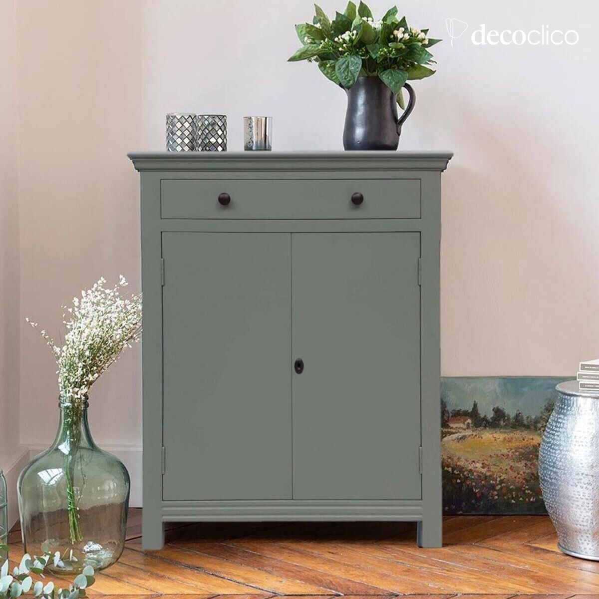 Pariser Sideboard, 2 Türen, 1 Schublade, Seekiefer, salbeigrün Léandre