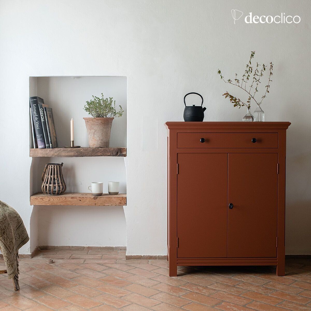 Pariser Sideboard, 2 Türen, 1 Schublade, Seekiefer Terracotta Léandre  Decoclico