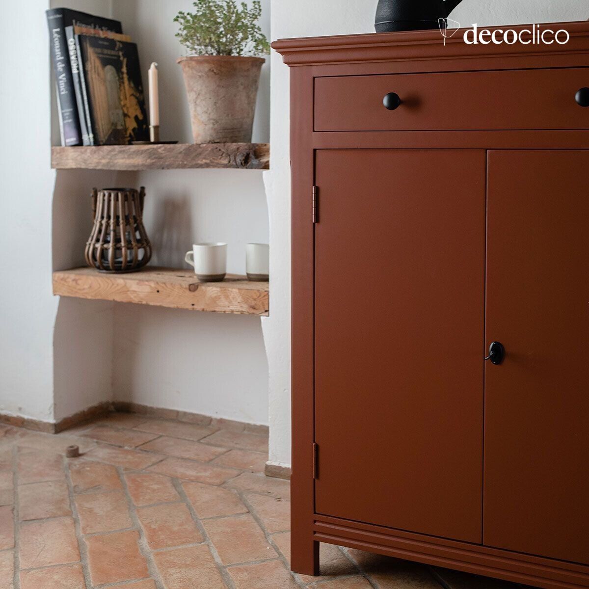 Pariser Sideboard, 2 Türen, 1 Schublade, Seekiefer Terracotta Léandre  Decoclico