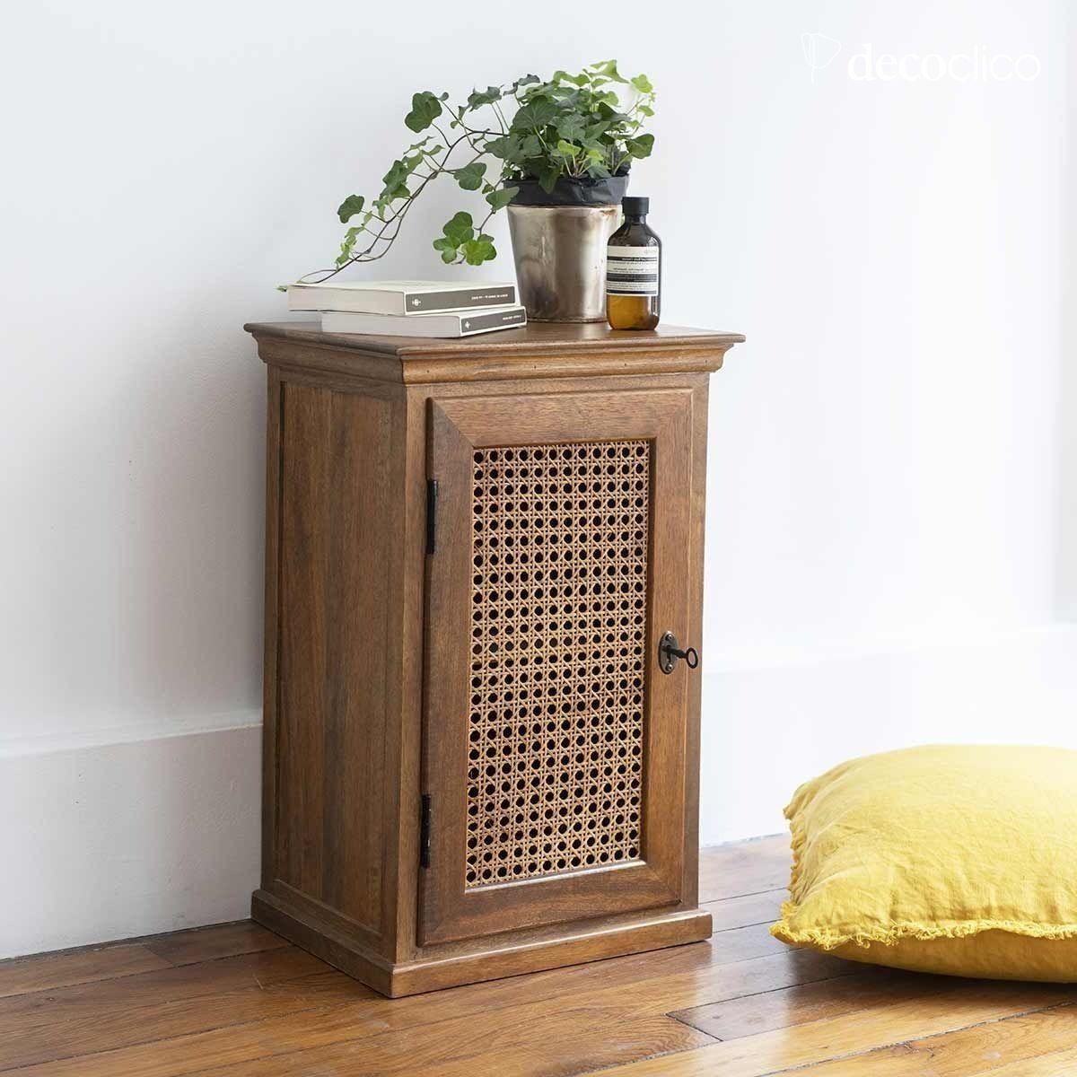 Parisian bedside table, 1 vintage wicker door, right-hand opening Georges