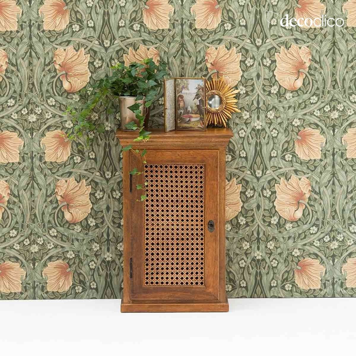 Parisian bedside table, 1 vintage wicker door, right-hand opening Georges