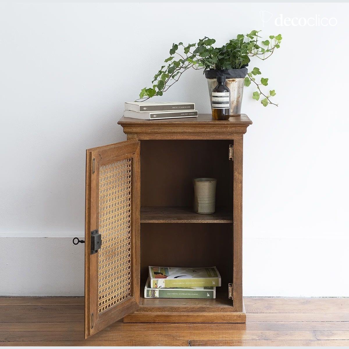 Parisian bedside table, 1 vintage wicker door, right-hand opening Georges