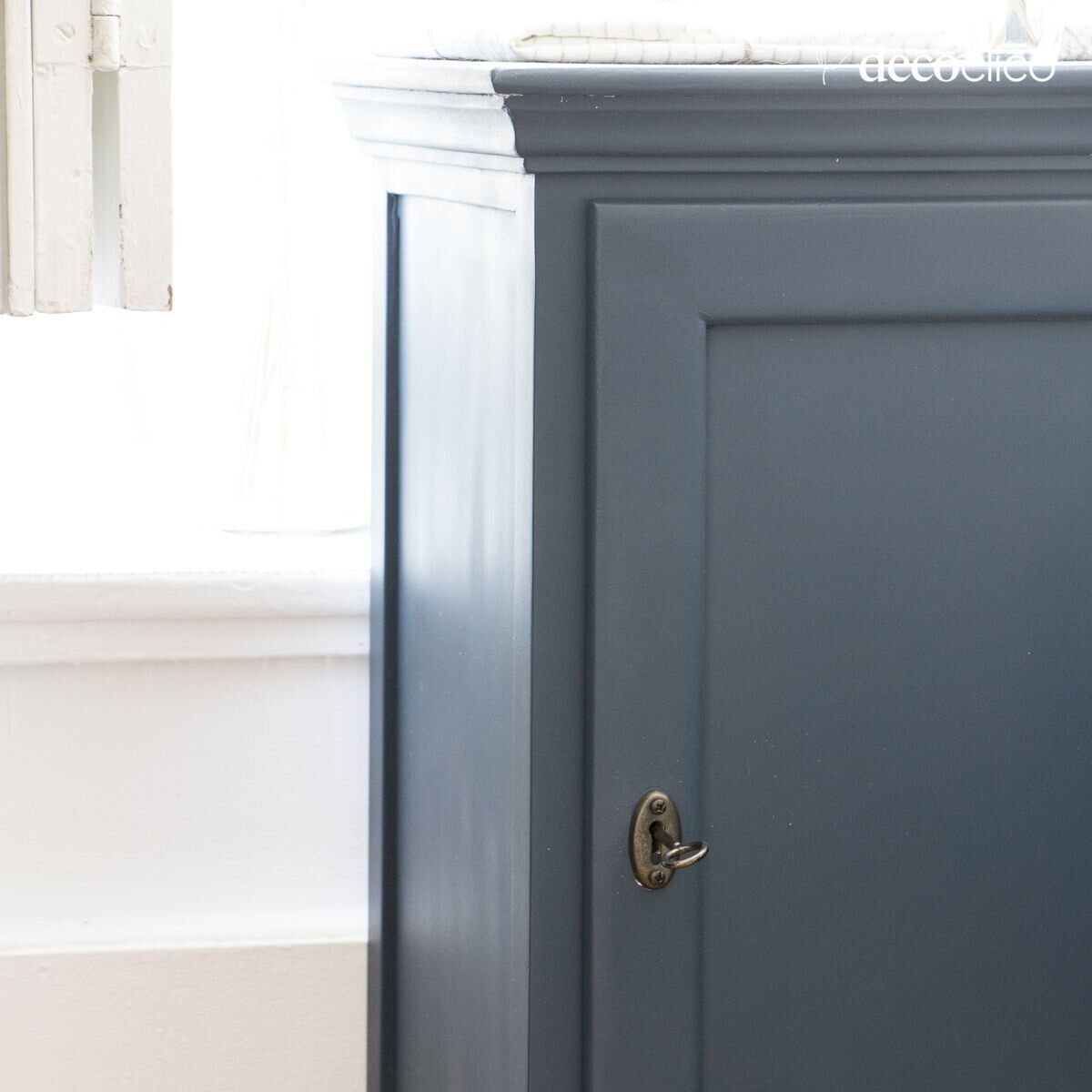 Parisian bedside table with 1 door in blue maritime pine Léandre