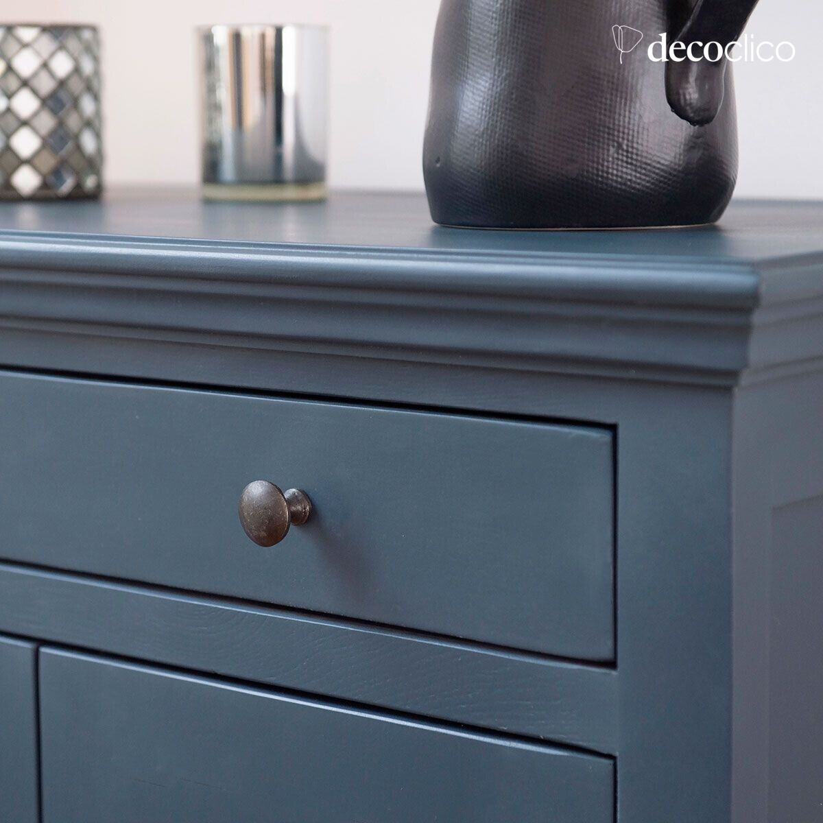 Parisian sideboard, 2 doors, 1 drawer, in blue maritime pine Léandre