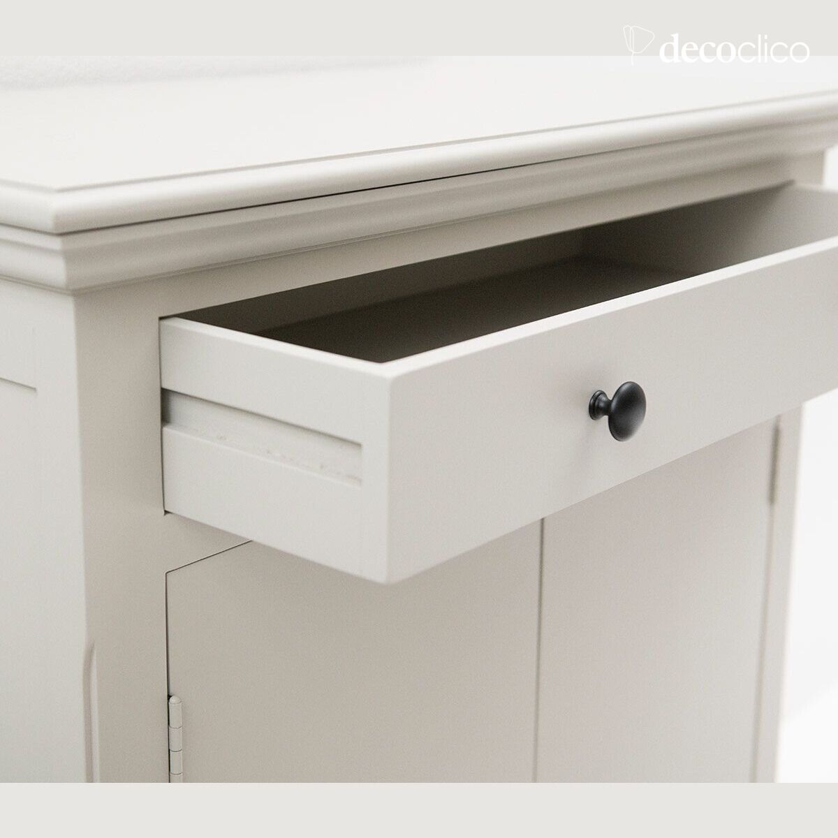 Parisian sideboard with 2 doors and 1 drawer in light gray maritime pine Léandre