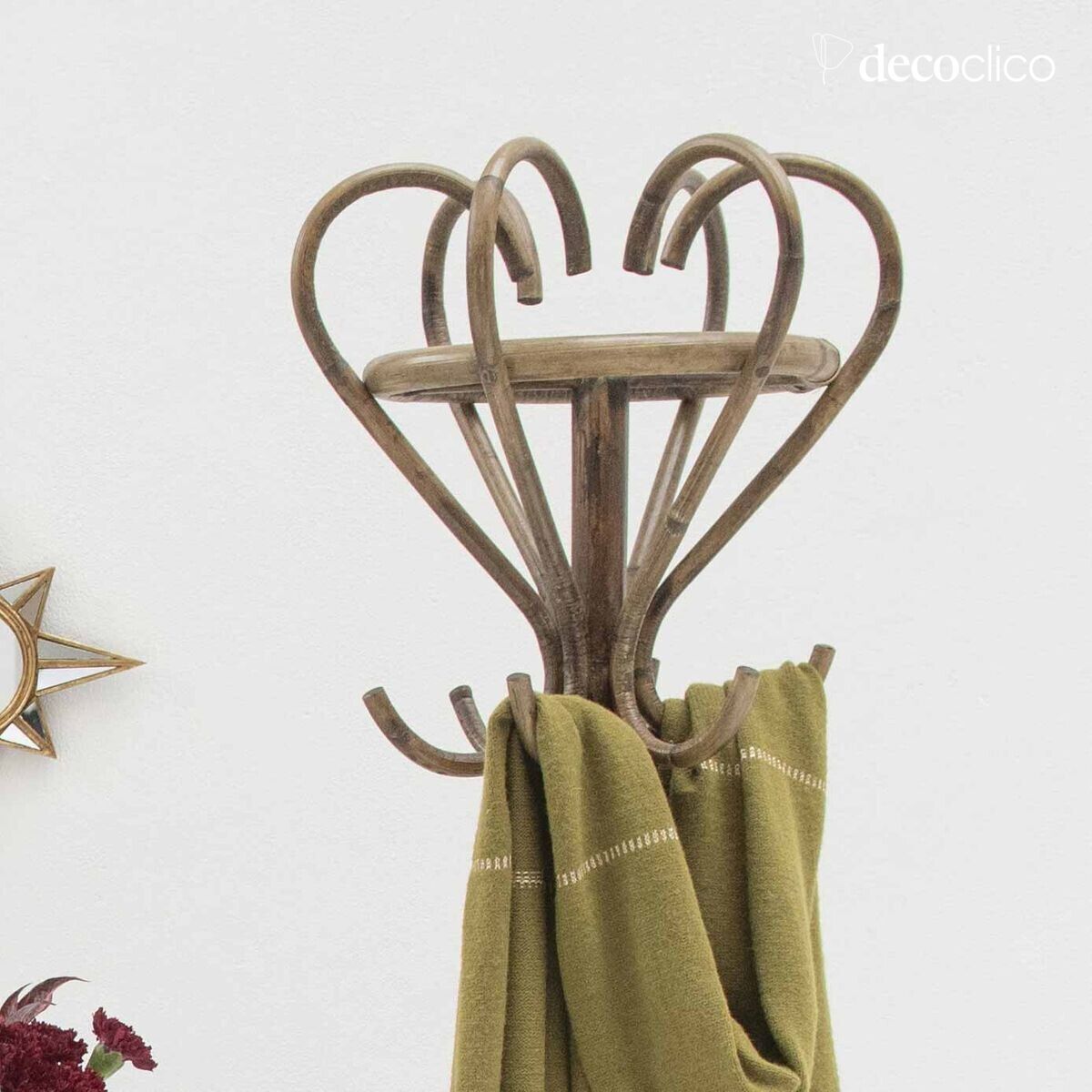 Parrot coat rack with 6 rattan hooks Casatera