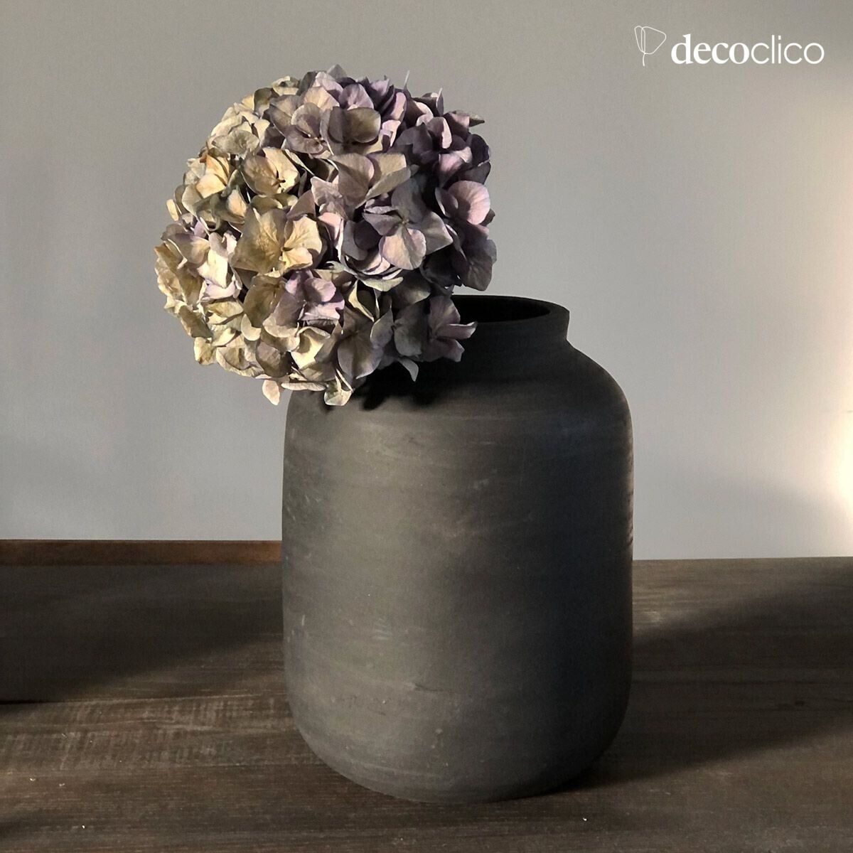 Petra handmade coal-colored terracotta vase