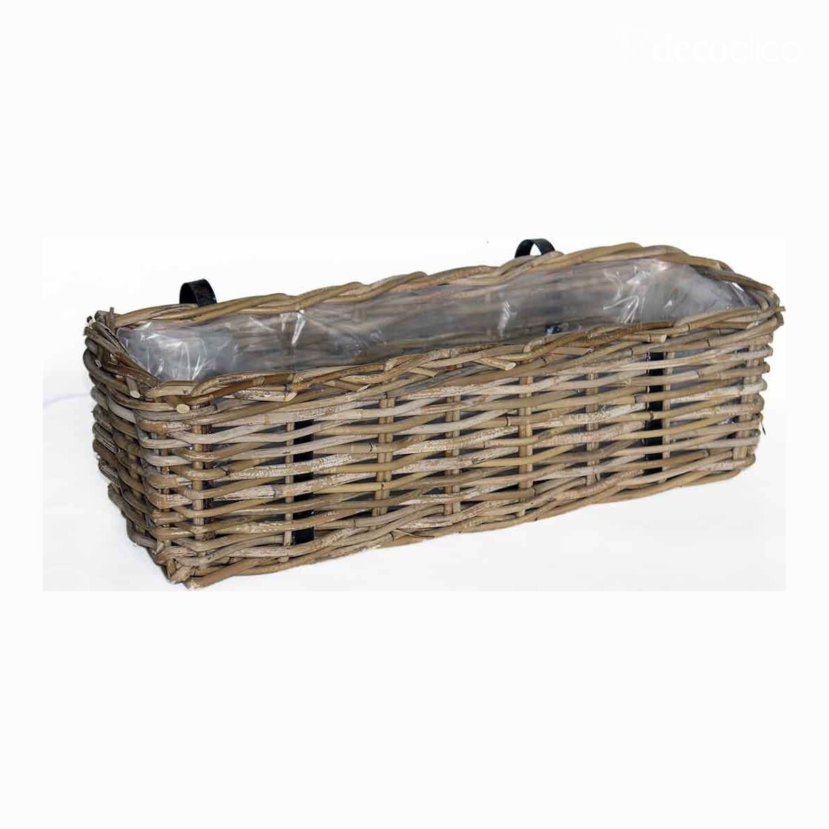 Pflanzkasten aus naturfarbenem Rattan