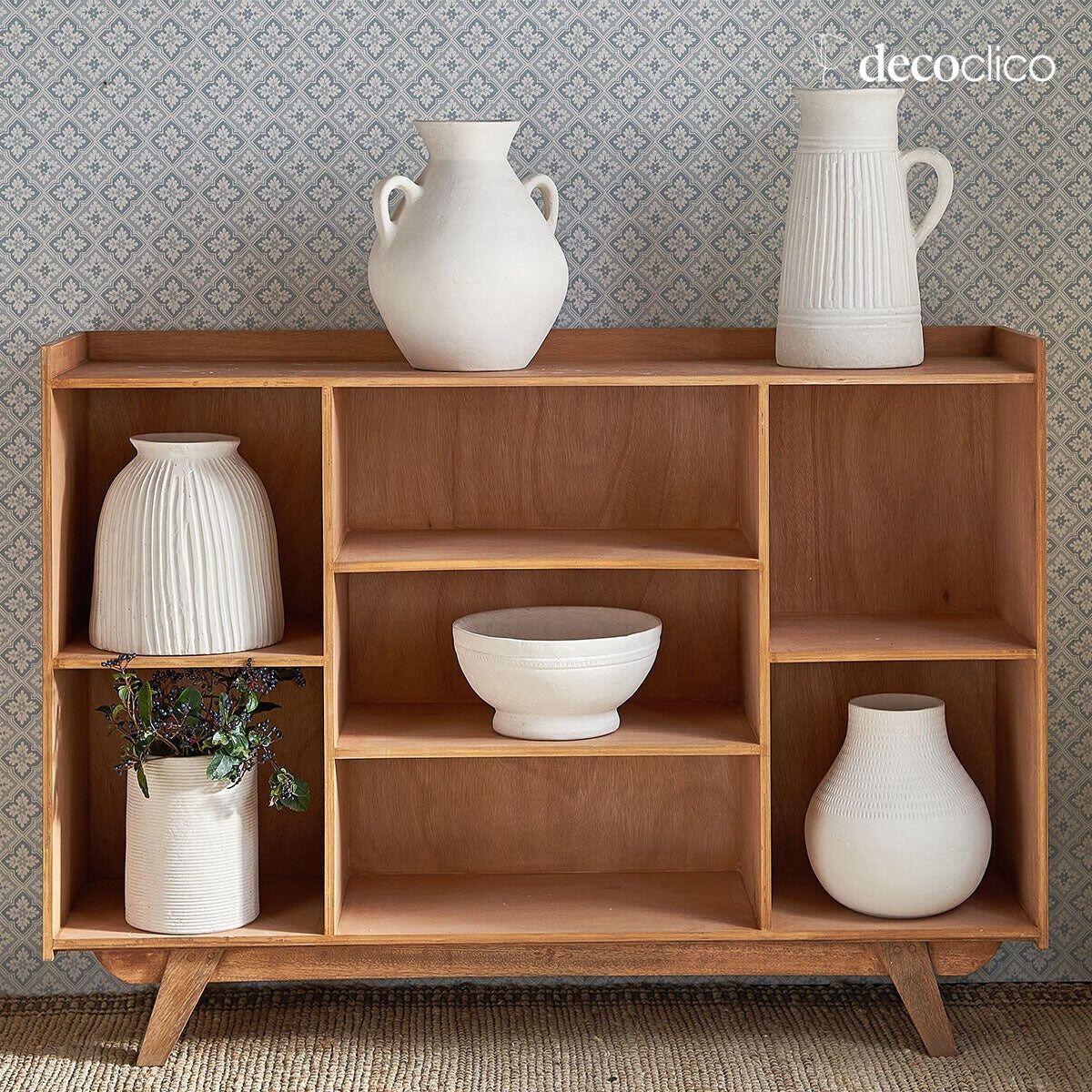 Handgemaakte decoratieve buisvaas van papier-maché Pia