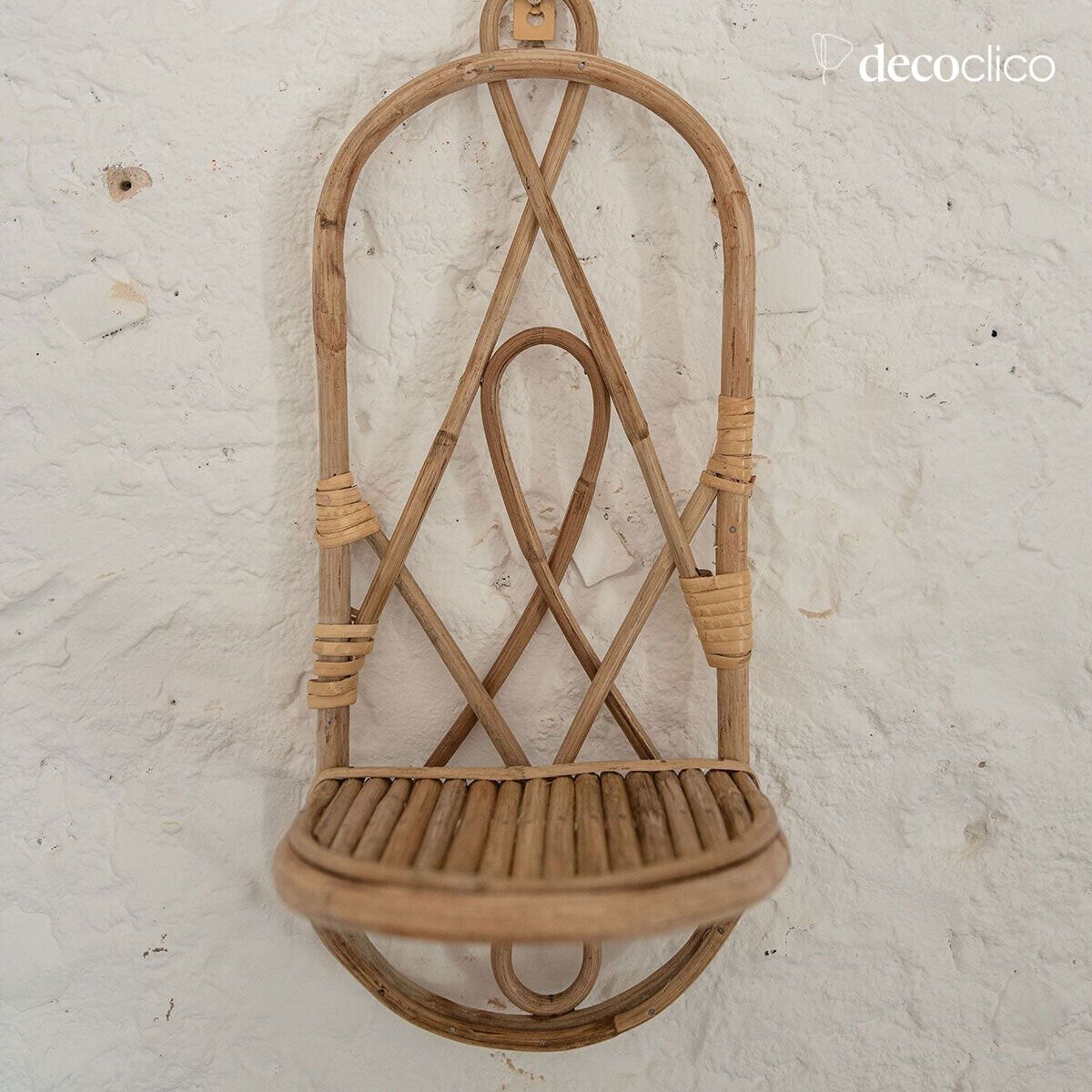 Piccolo scaffale da parete in rattan naturale