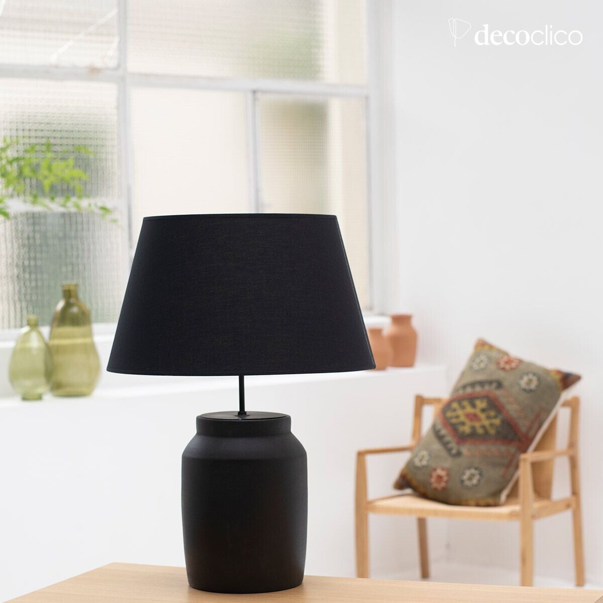 Pied de lampe en terre cuite chocolat Alma fait main