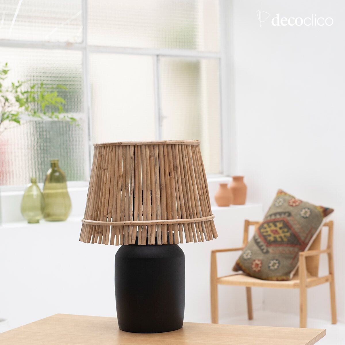 Pied de lampe en terre cuite chocolat Alma fait main