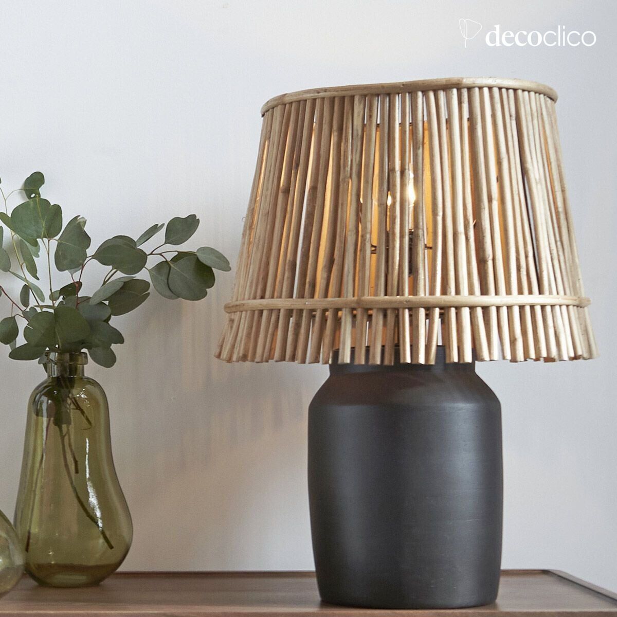 Pied de lampe en terre cuite chocolat Alma fait main