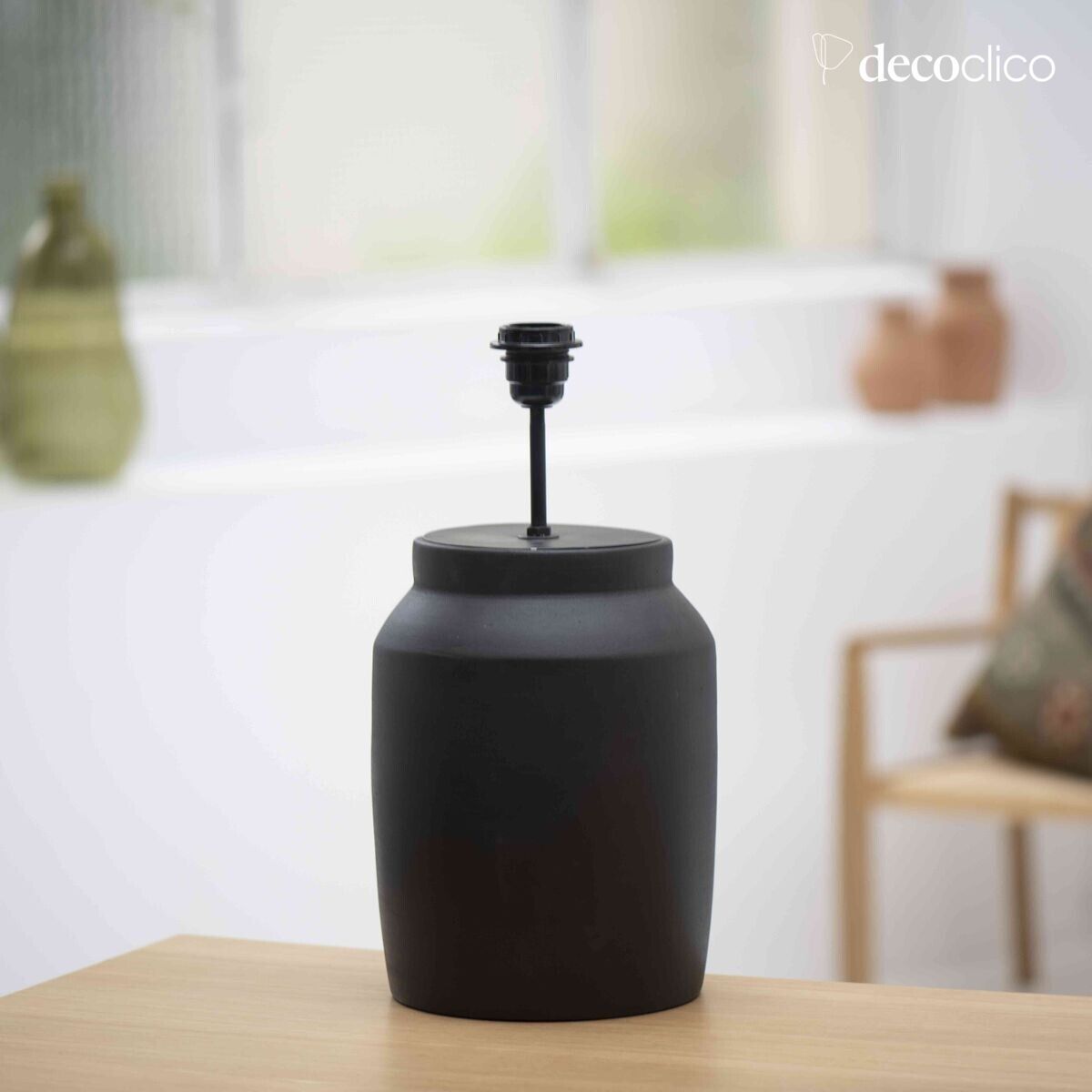 Piedistallo per lampada in terracotta color cioccolato fatto a mano Alma