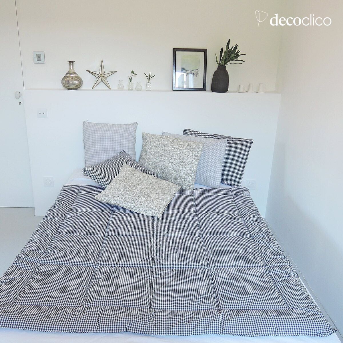 Piumino trapuntato in cotone stampato motivo vichy 140 x 150 cm Romy