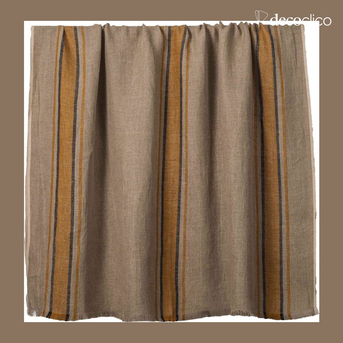 Plaid aus gewaschenem Leinen mit Streifen 135 x 190 cm Tizza Safran