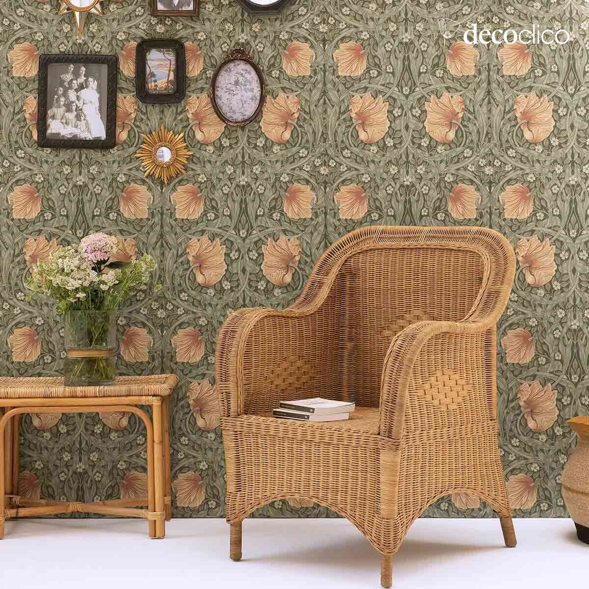 Poltrona in rattan naturale con braccioli e seduta intrecciata Cabourg