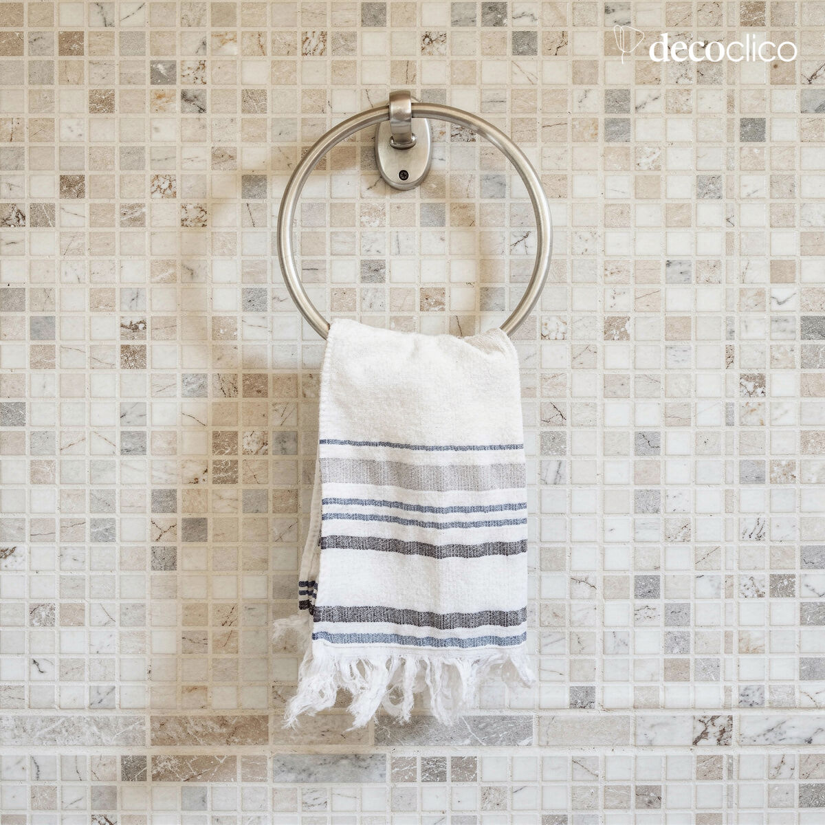 Porta asciugamani da parete cerchio in nichel argentato Chaumont