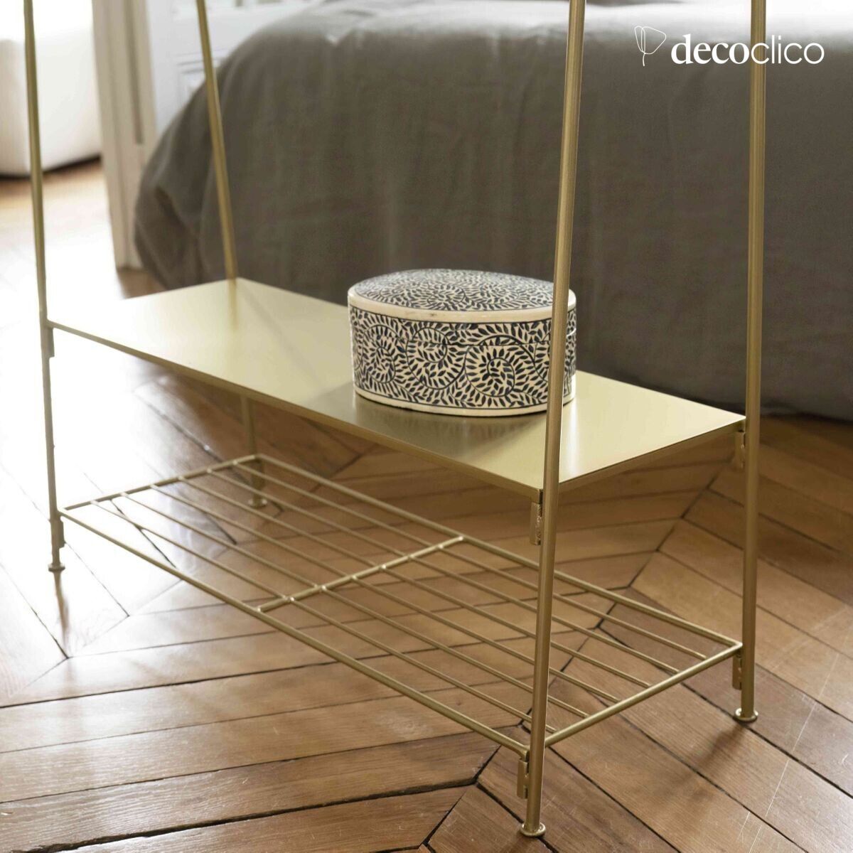 Portante in metallo finitura anticata a doppio ripiano Douglas