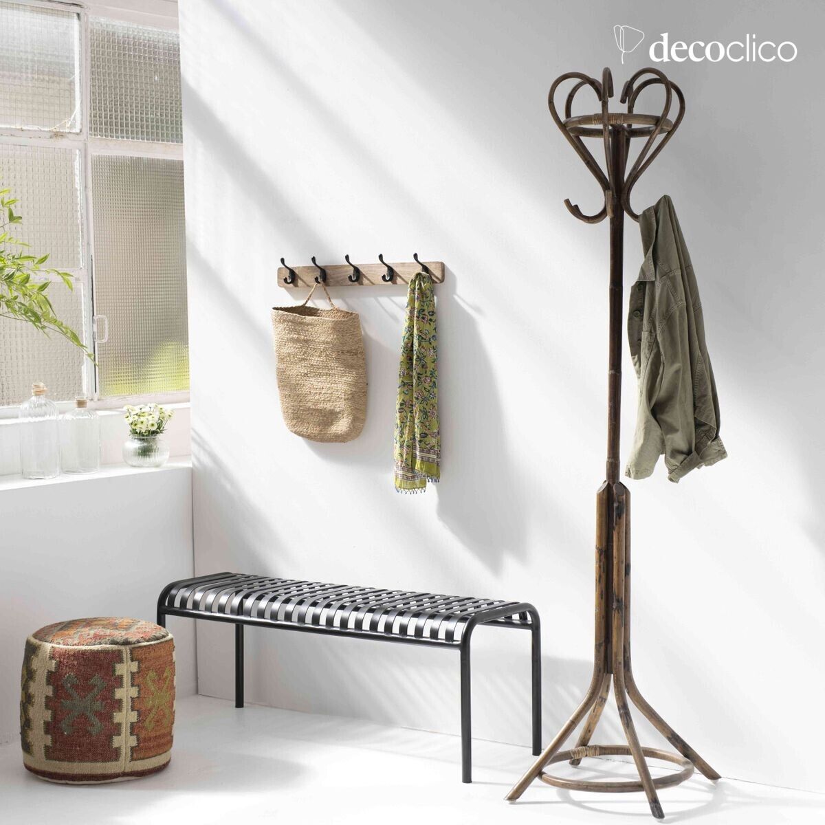 Porte manteau perroquet 6 crochets en rotin Casatera