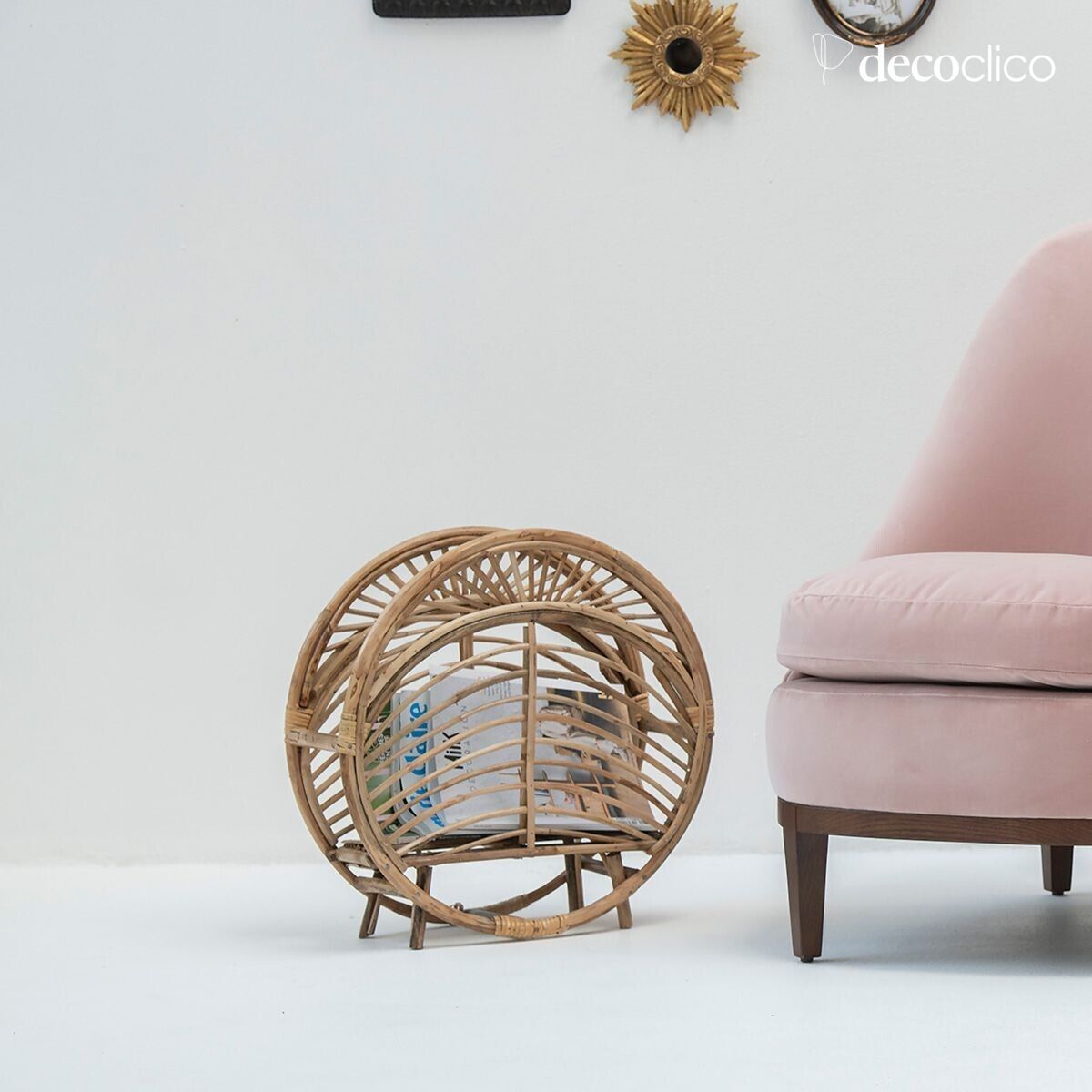 Porte-revues en rotin style vintage