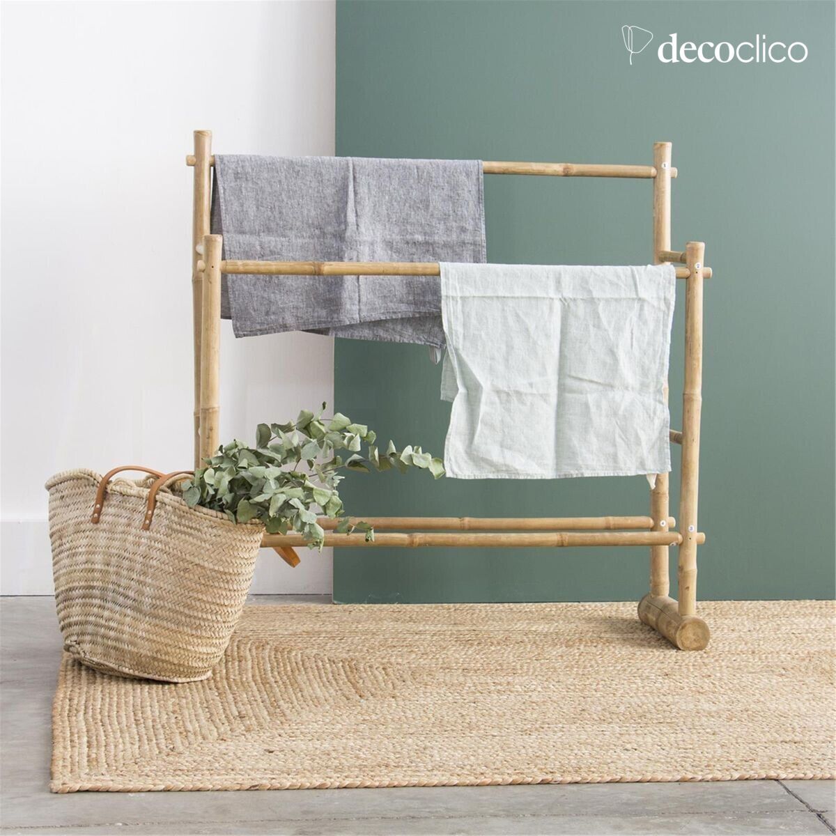 Porte-serviette double en bambou naturel Taman