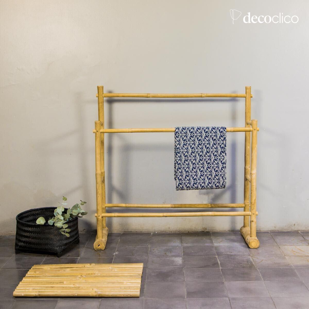 Porte-serviette double en bambou naturel Taman