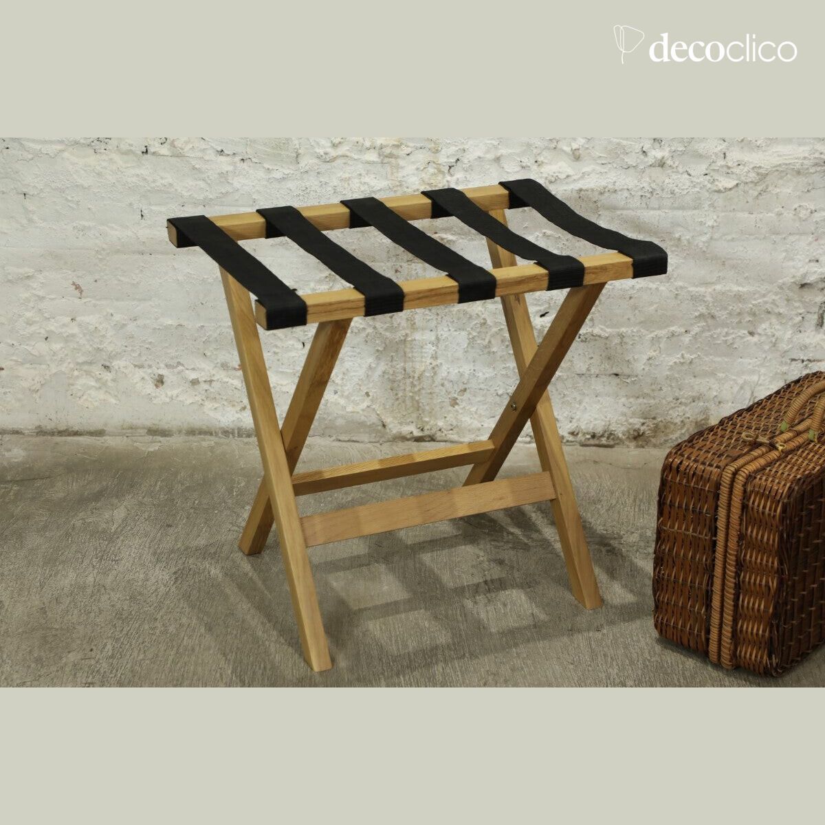 Porte-valise pliant en chêne massif naturel Harper