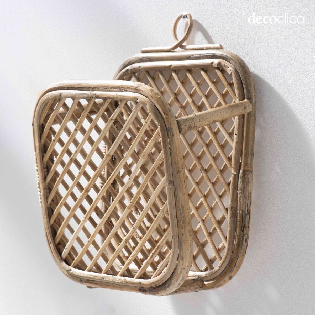 Rattan wall magazine rack