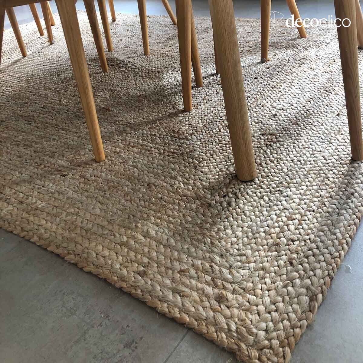 Rechteckiges Band aus handgewebter Naturjute 140 x 200 cm  Moka