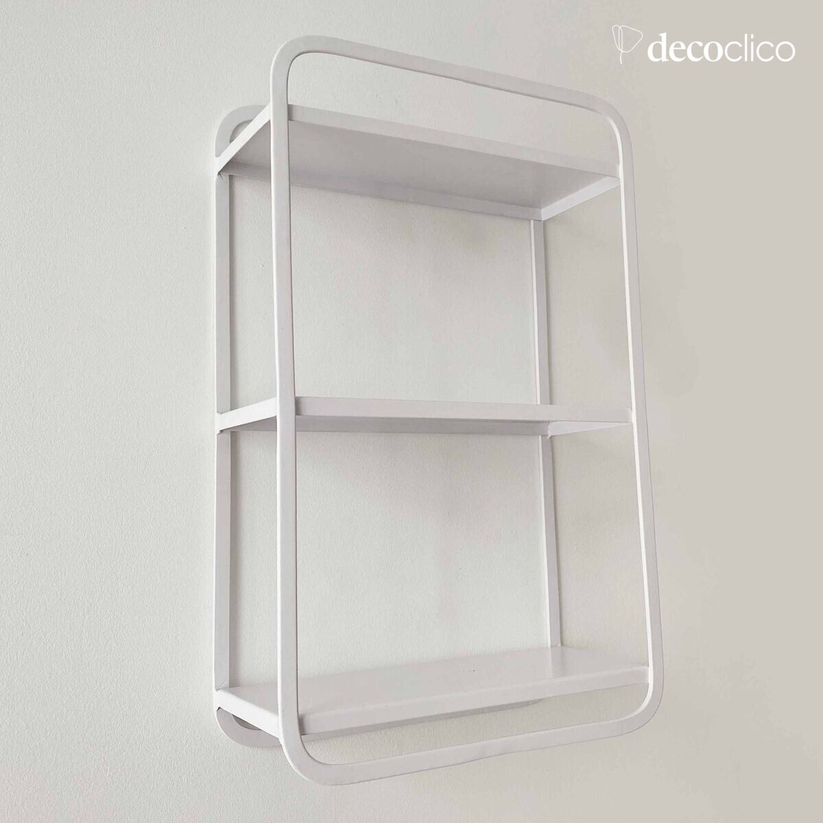 Rechteckiges Wandregal aus mattweißem Metall