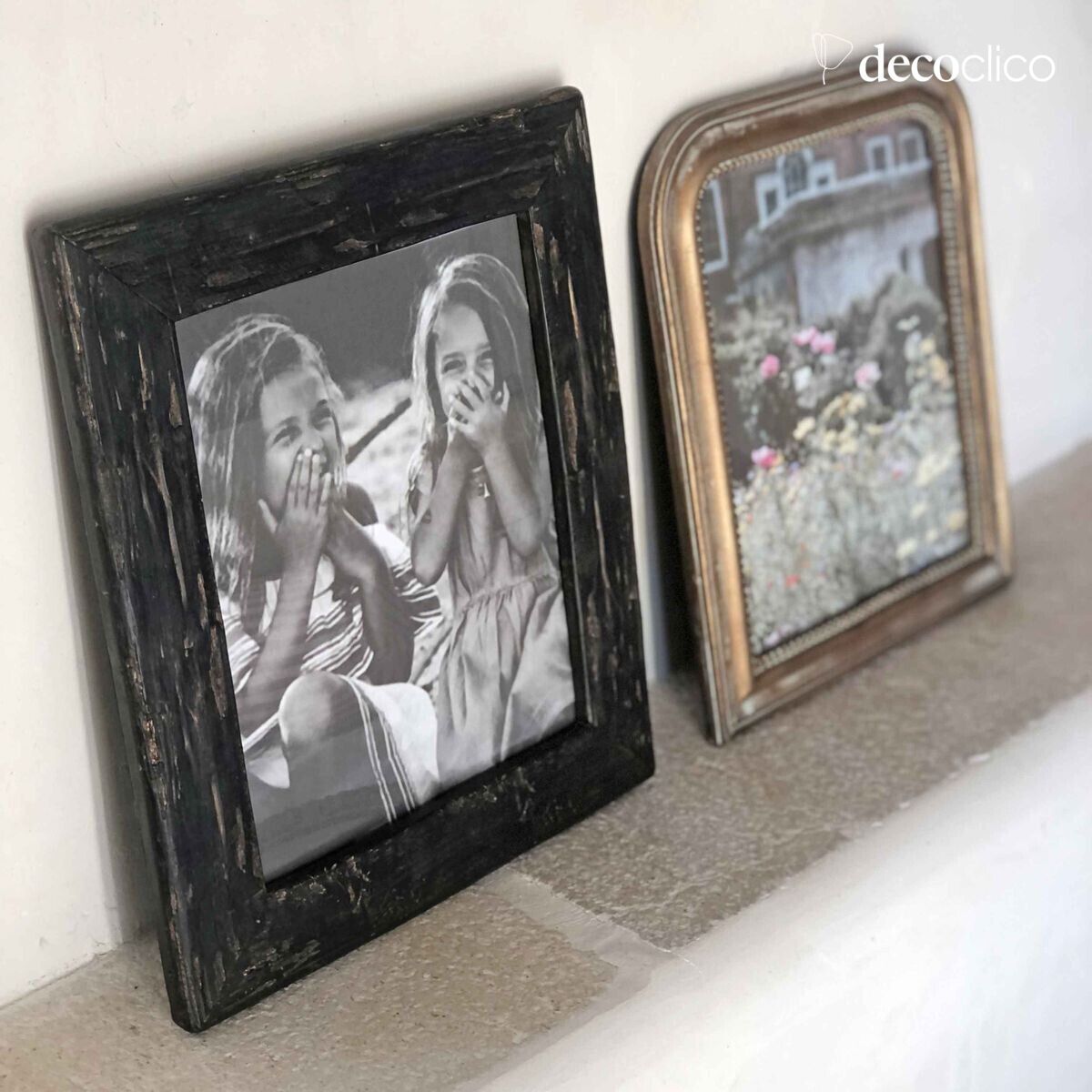 Rechthoekig fotolijstje met verouderde houten afwerking 33 x 28 cm Manderley