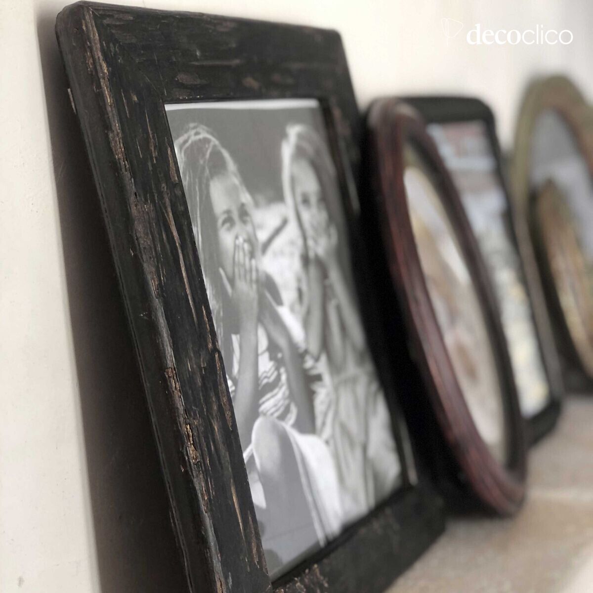 Rechthoekig fotolijstje met verouderde houten afwerking 33 x 28 cm Manderley