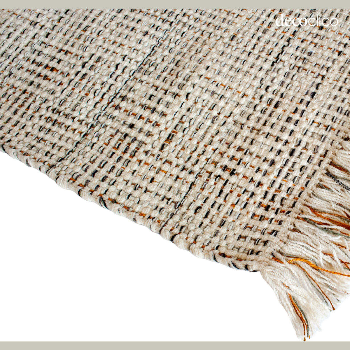 Rechthoekig handgeweven vloerkleed in natuurlijke jute en wol 160 x 230 cm Elise