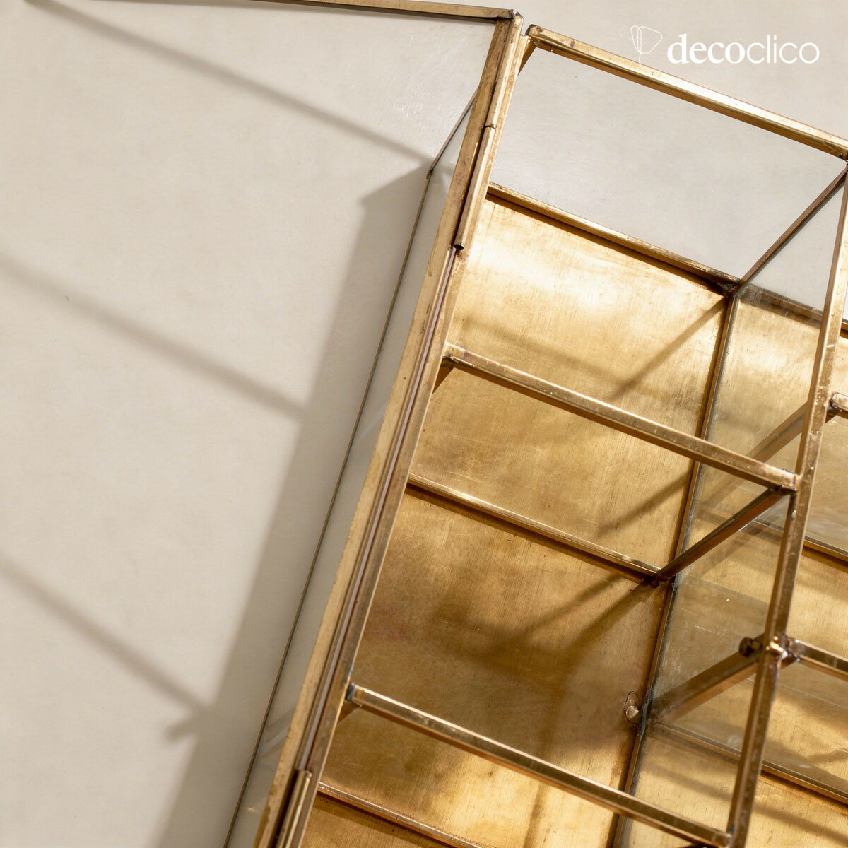 Rechthoekig juwelendoosje met 6 vakjes in mat goudkleurig metaal en glas Mira