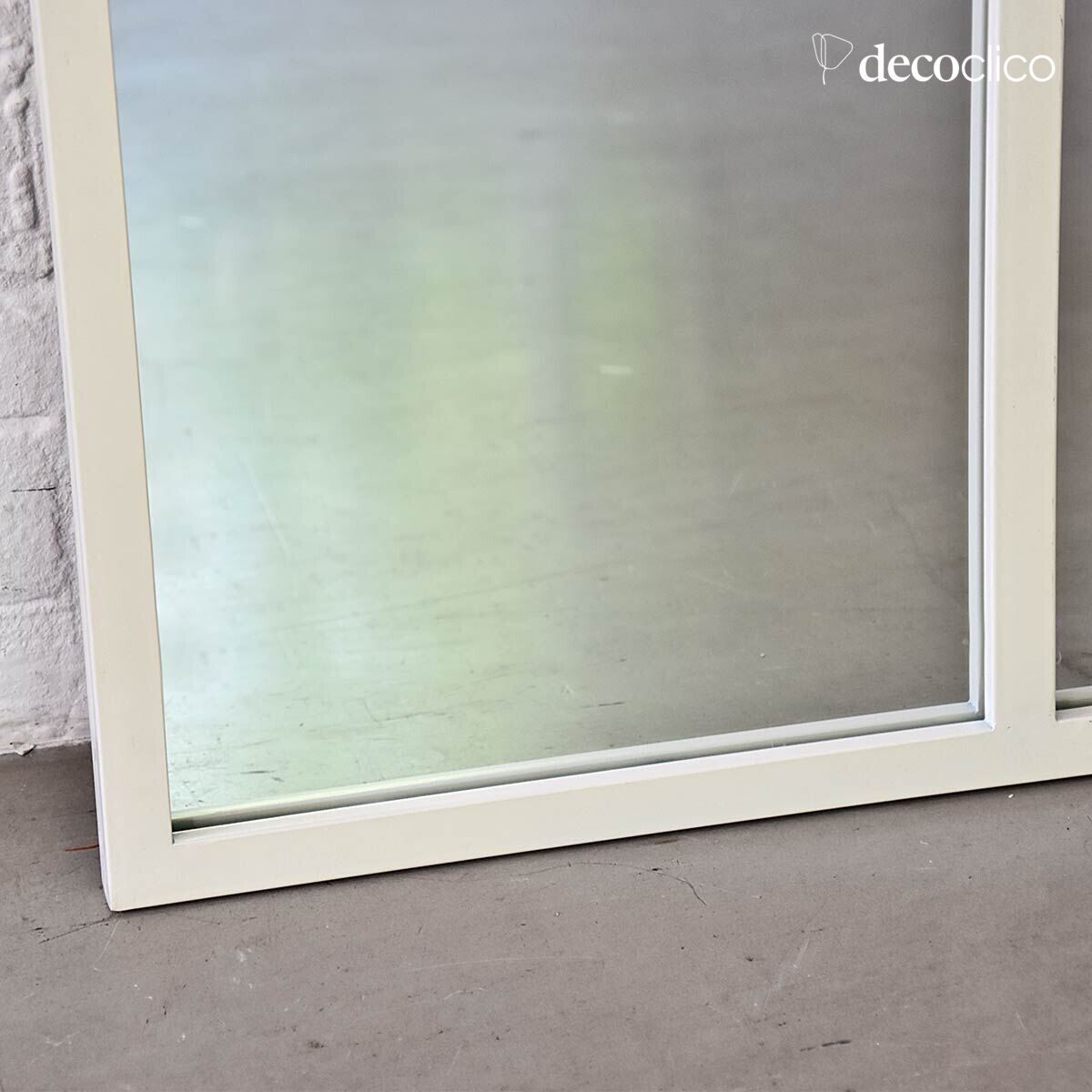 Rechthoekige witte metalen studioglazen spiegel 140 x 75 cm Barney